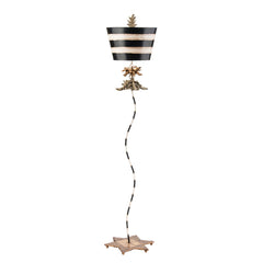 South Beach 1 Light -Floor Lamp - Black, Putty & Gold Leaf with Black and Cream Striped Shade E27