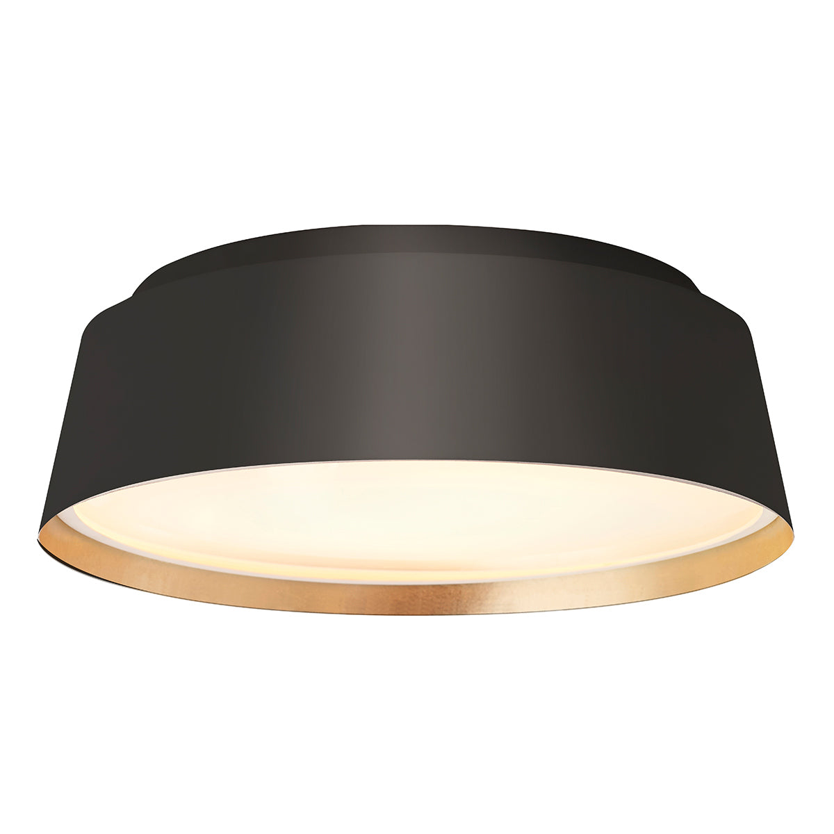 Asher 3 Light Flush Light - Midnight Black & Gold/Matte White & Gold E14