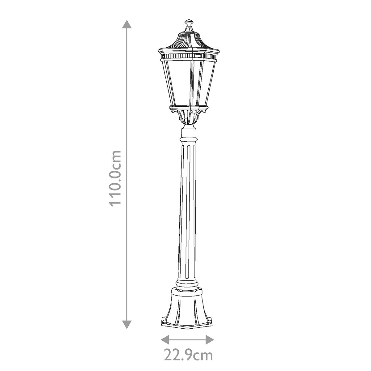 Cotswold Lane 2/3Lt Pillar - Black IP44 E14