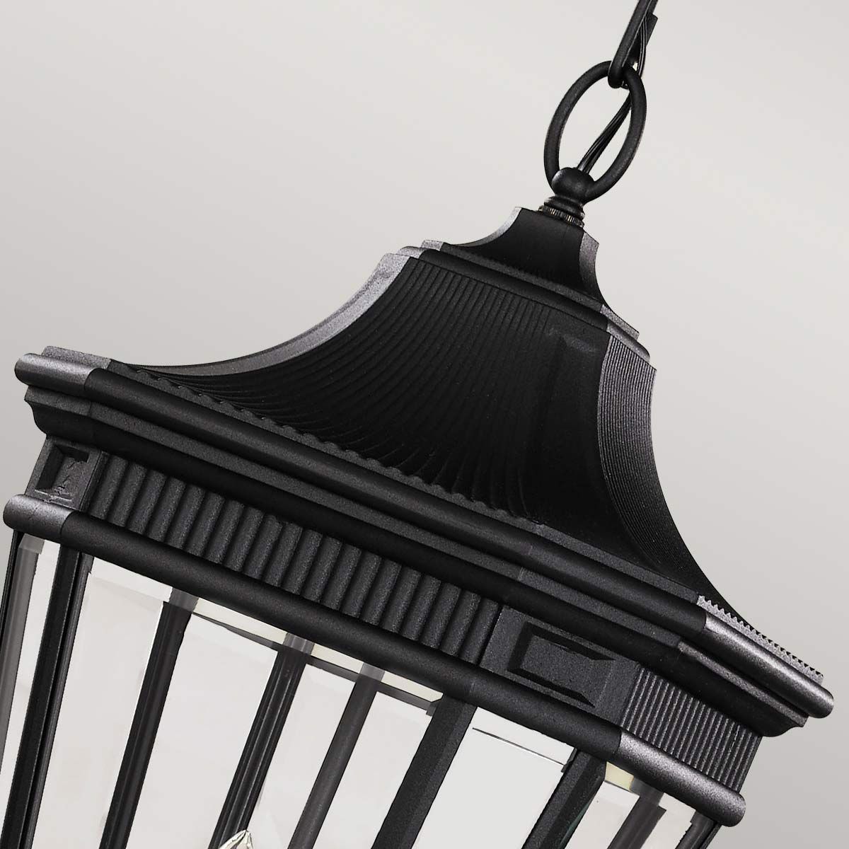 Cotswold Lane 2/3Lt Medium Chain Lantern - Black IP23 E14