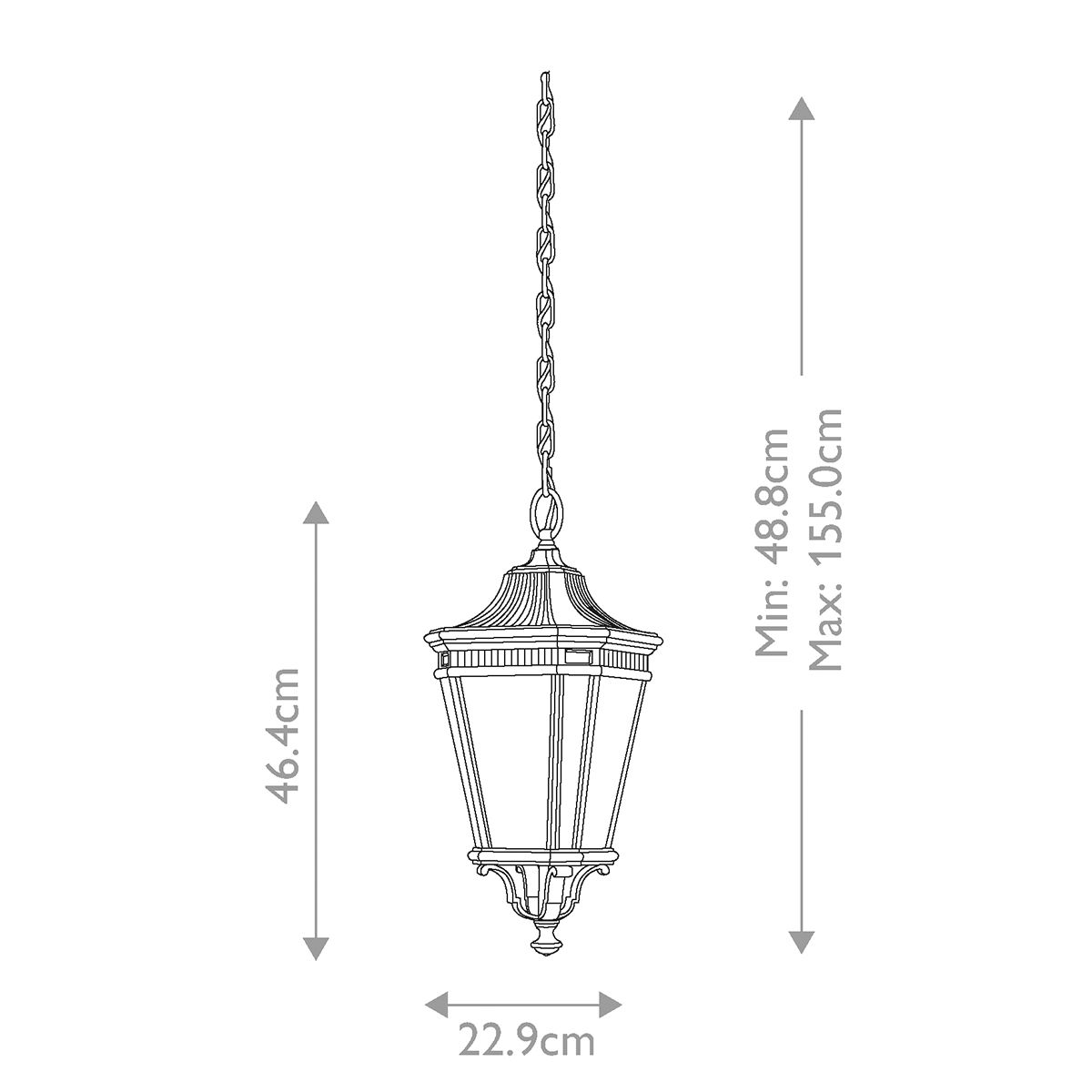 Cotswold Lane 2/3Lt Medium Chain Lantern - Black IP23 E14