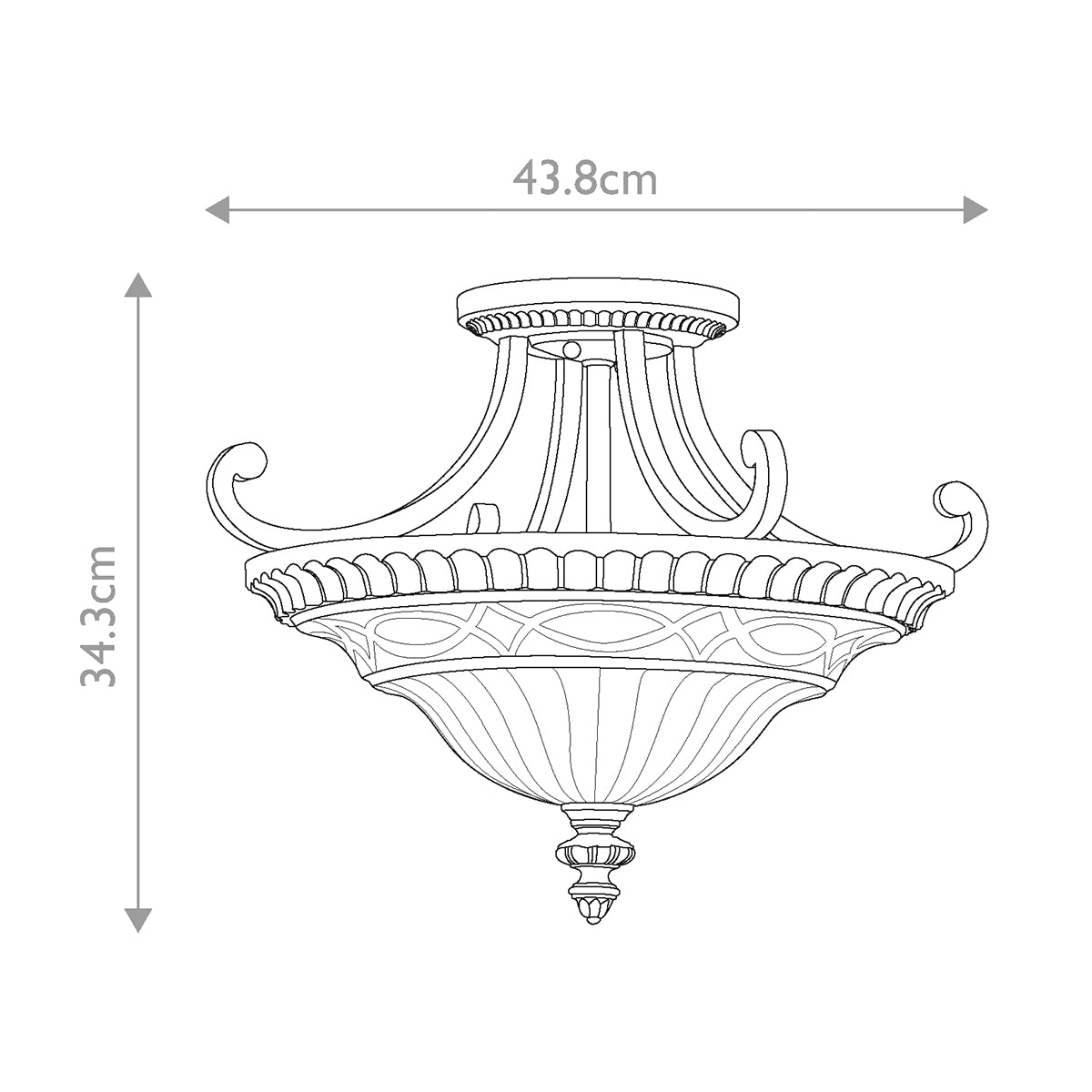 Drawing Room 2 Light Flush - Walnut E27 Two Styles
