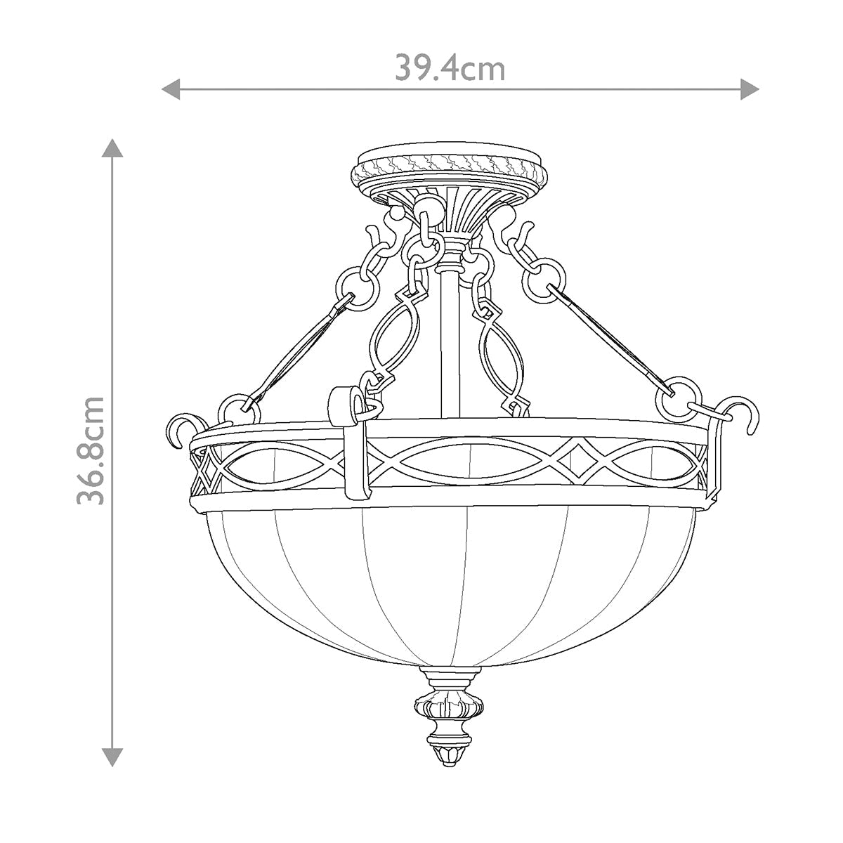 Drawing Room 2 Light Flush - Walnut E27 Two Styles