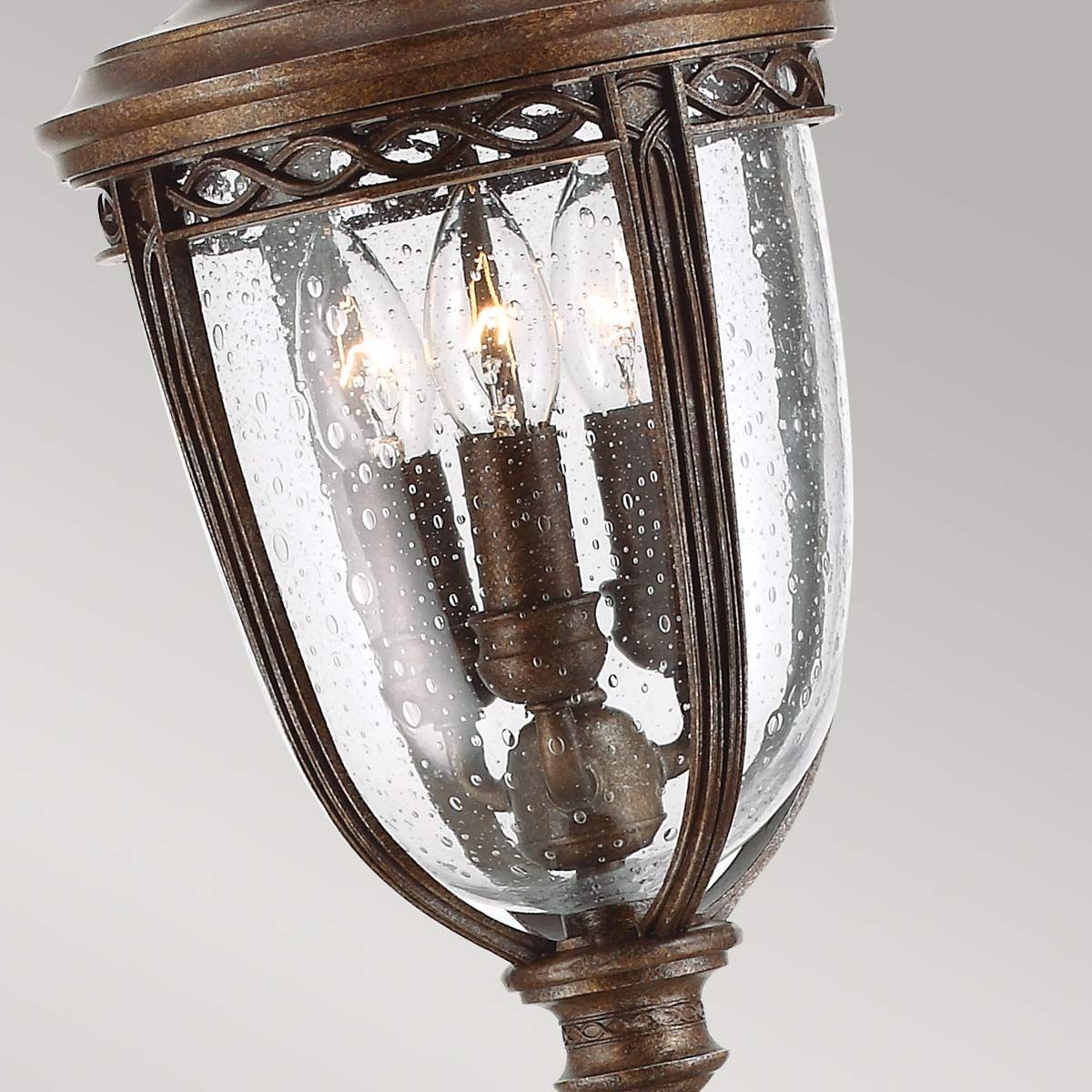 English Bridle 3 Light Medium/Large Pillar Lantern - Black/British Bronze IP44 E14
