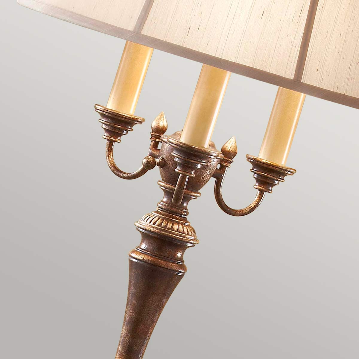 Gibson 4 Light Floor Lamp - Cambridge Crackle with Desert Shade E27