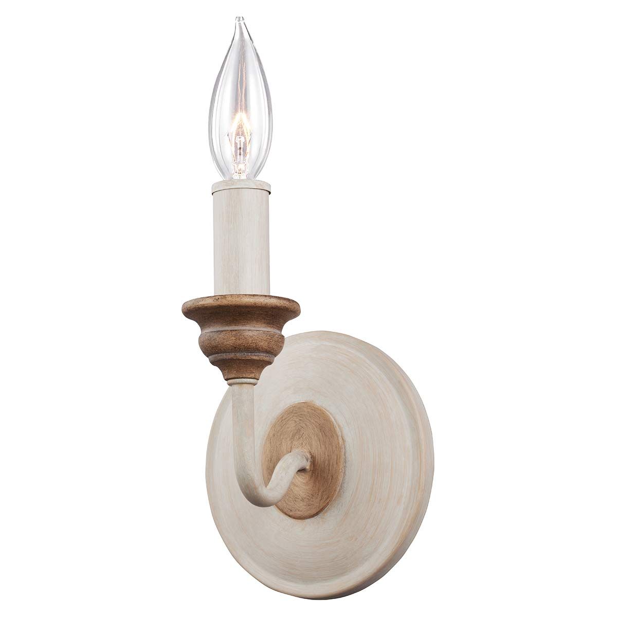 Hartsville 1 Light Wall Light - Chalk Washed/Beachwood IP20 E14