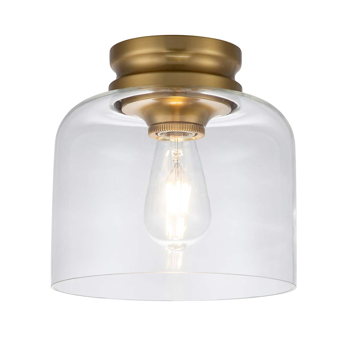 Hounslow 1 Light Flush Light - Burnished Brass/Polished Nickel E27