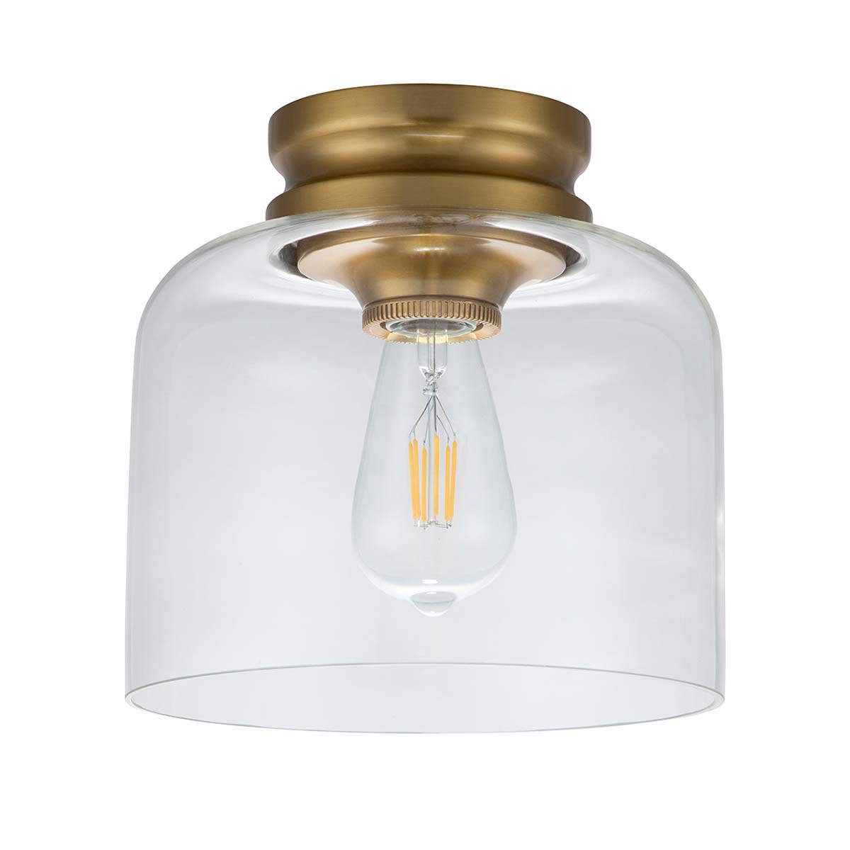 Hounslow 1 Light Flush Light - Burnished Brass/Polished Nickel E27