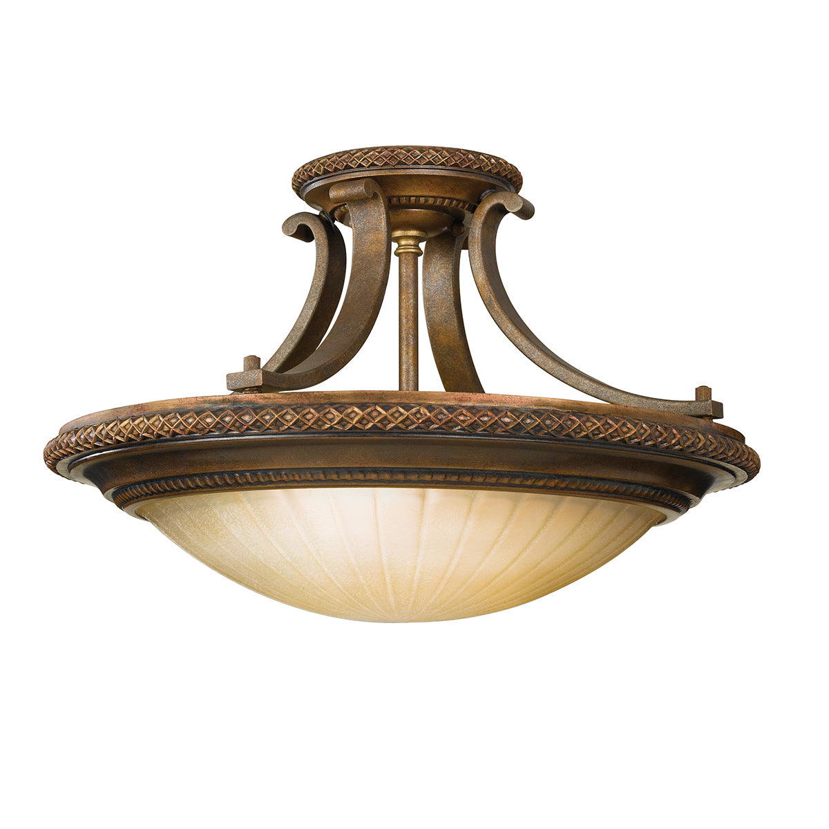 Kelham Hall 2 Light Semi-Flush Light - Firenze Gold/British Bronze E27
