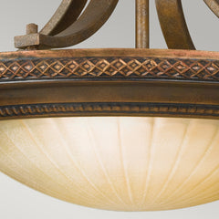 Kelham Hall 2 Light Semi-Flush Light - Firenze Gold/British Bronze E27