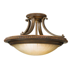 Kelham Hall 2 Light Semi-Flush Light - Firenze Gold/British Bronze E27