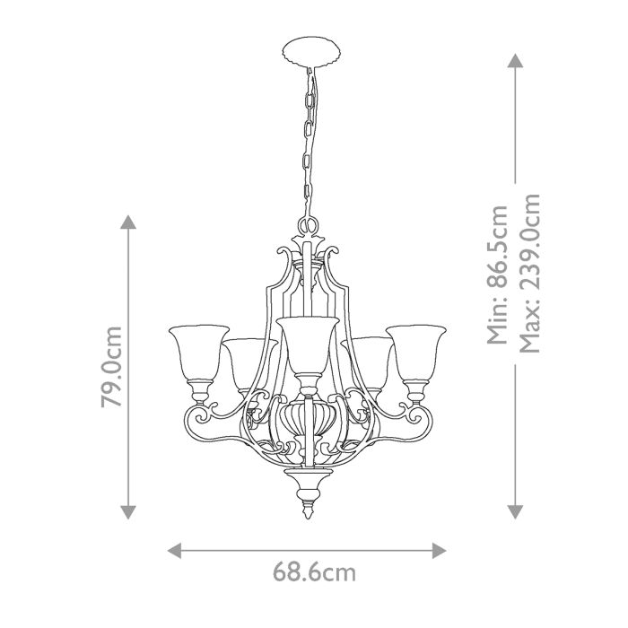 Kelham Hall 5 Light Up Light Chandelier - Firenze Gold / British Bronze