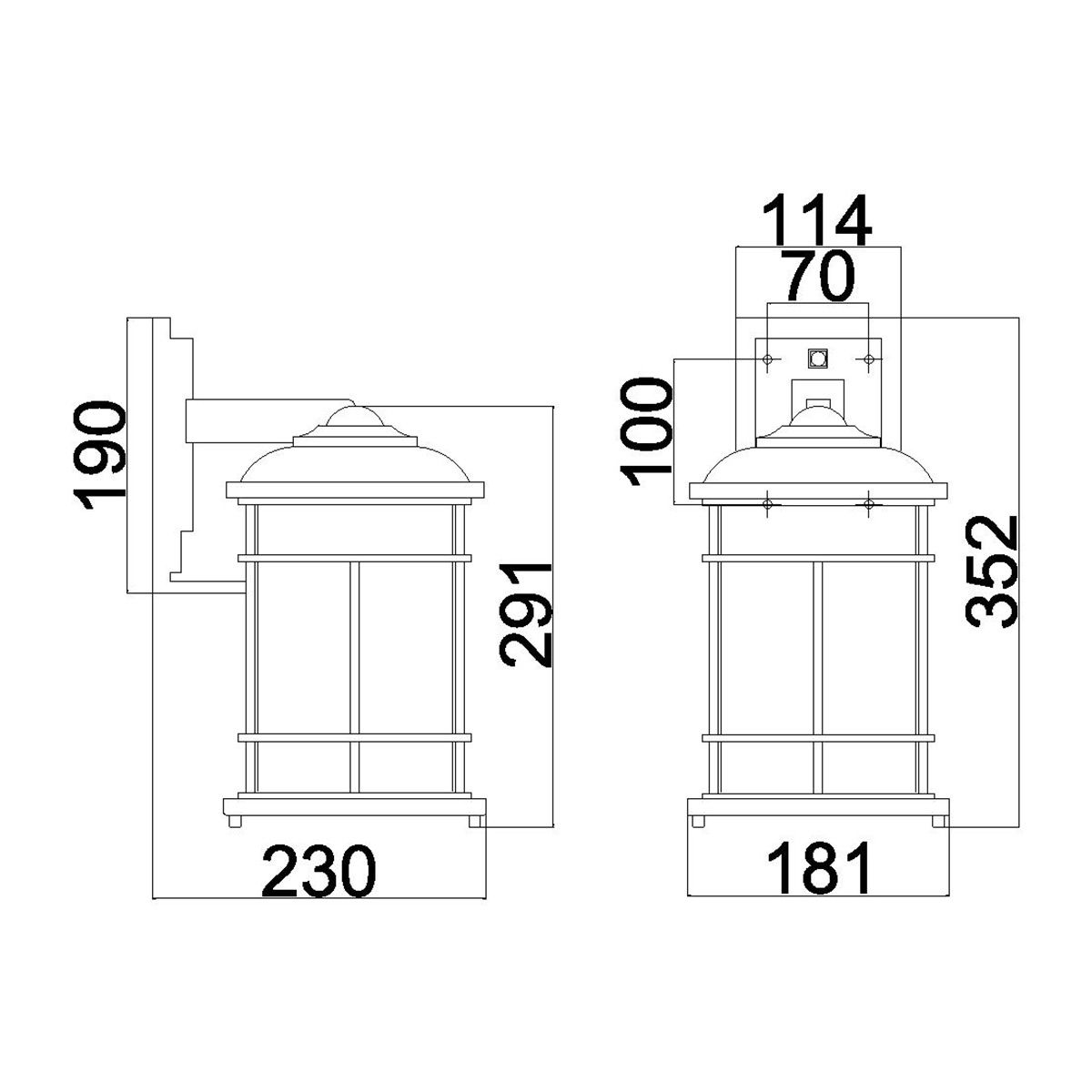 Lighthouse 1 Light Small/Medium Outdoor Lantern - Black E27 IP44