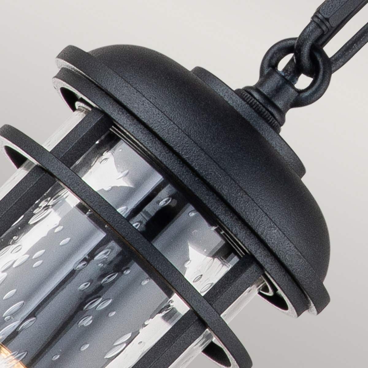 Lighthouse 1 Light Small Chain Lantern - Brushed Steel/Textured Black IP44 E27