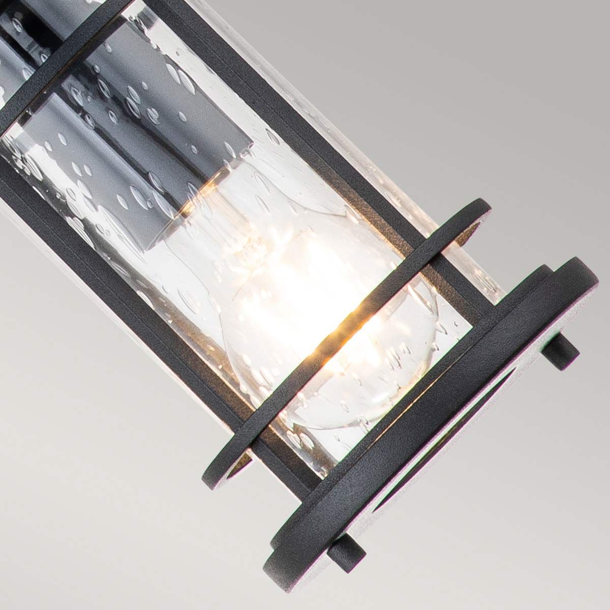 Lighthouse 1 Light Small Chain Lantern - Brushed Steel/Textured Black IP44 E27
