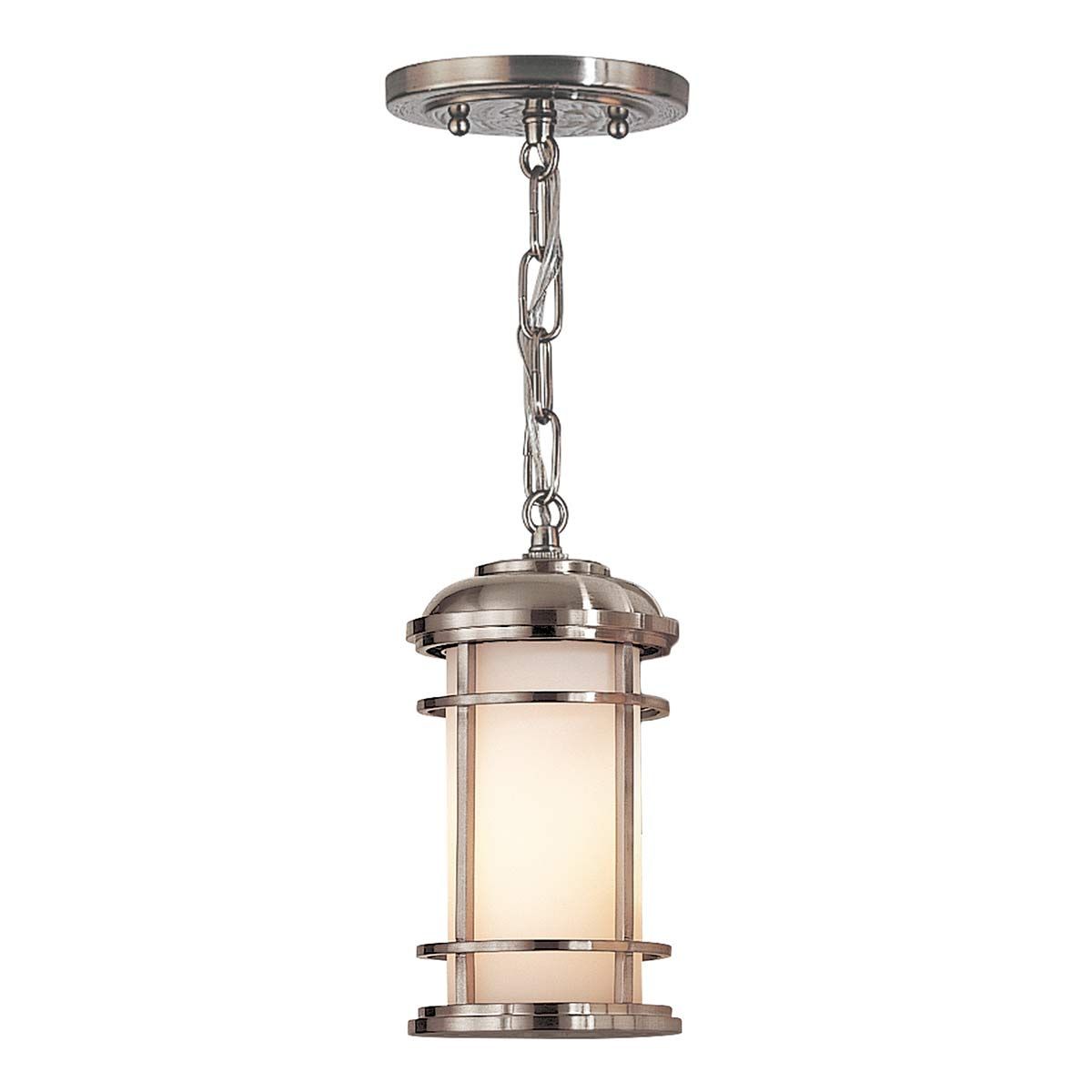 Lighthouse 1 Light Small Chain Lantern - Brushed Steel/Textured Black IP44 E27