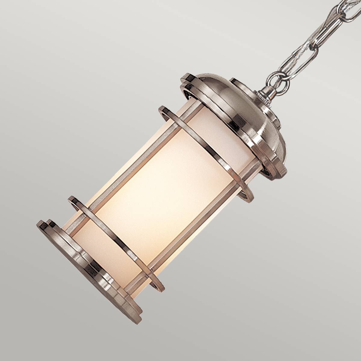 Lighthouse 1 Light Small Chain Lantern - Brushed Steel/Textured Black IP44 E27