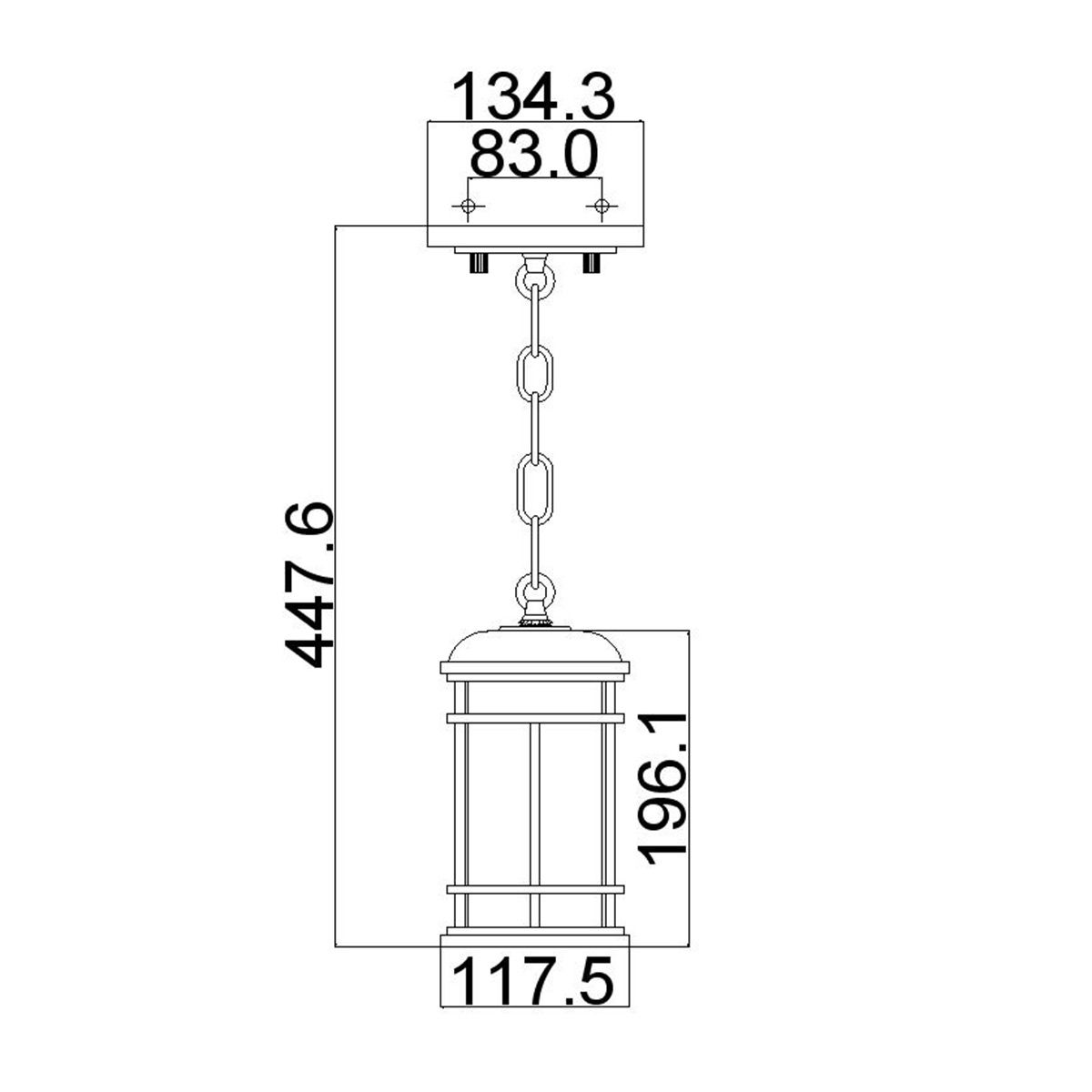 Lighthouse 1 Light Small Chain Lantern - Brushed Steel/Textured Black IP44 E27