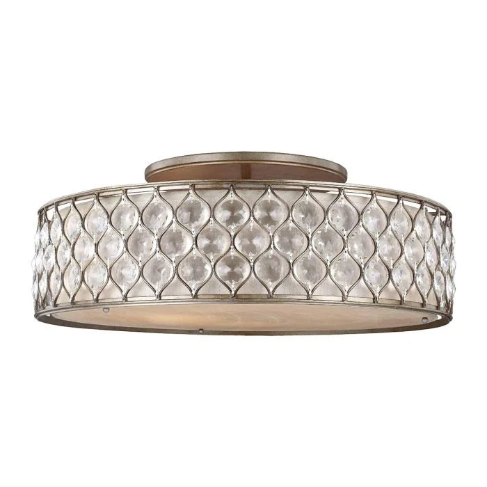 Lucia 3/6Lt Crystal Flush Ceiling Light - Burnished Silver Finish