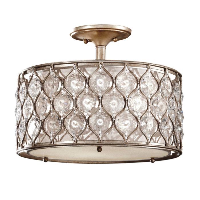Lucia 3/6Lt Crystal Flush Ceiling Light - Burnished Silver Finish