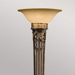 Opera 1 Light Torchiere - Firenze Gold with Amber Shade E27