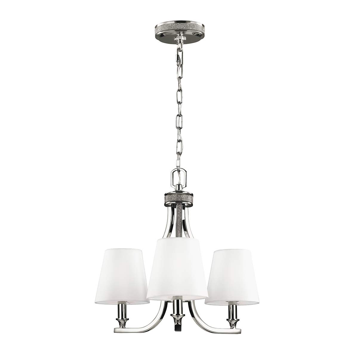 Pave 3Lt Multi-Arm Pendant - Polished Nickel