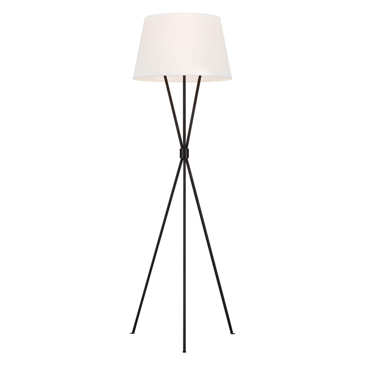 Penny 1 Light Floor Lamp - Aged Iron/Burnished Brass/Polished Nickel with White Shade E27