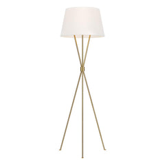 Penny 1 Light Floor Lamp - Aged Iron/Burnished Brass/Polished Nickel with White Shade E27