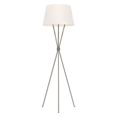 Penny 1 Light Floor Lamp - Aged Iron/Burnished Brass/Polished Nickel with White Shade E27