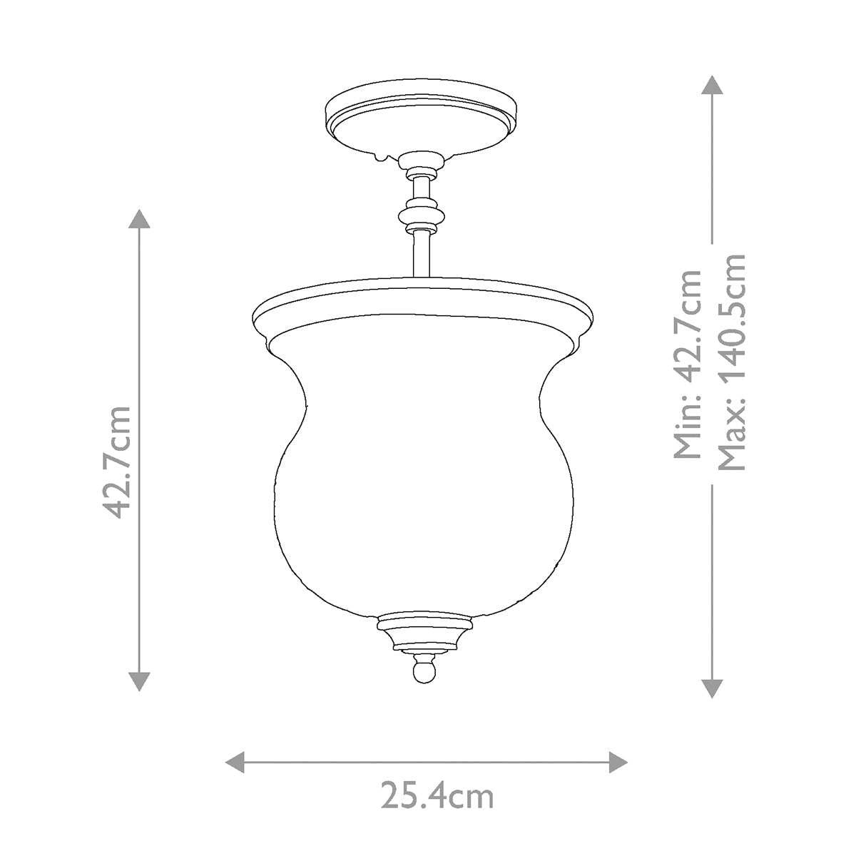 Pickering Lane 3 Light Semi-Flush - In Various Finishes E14