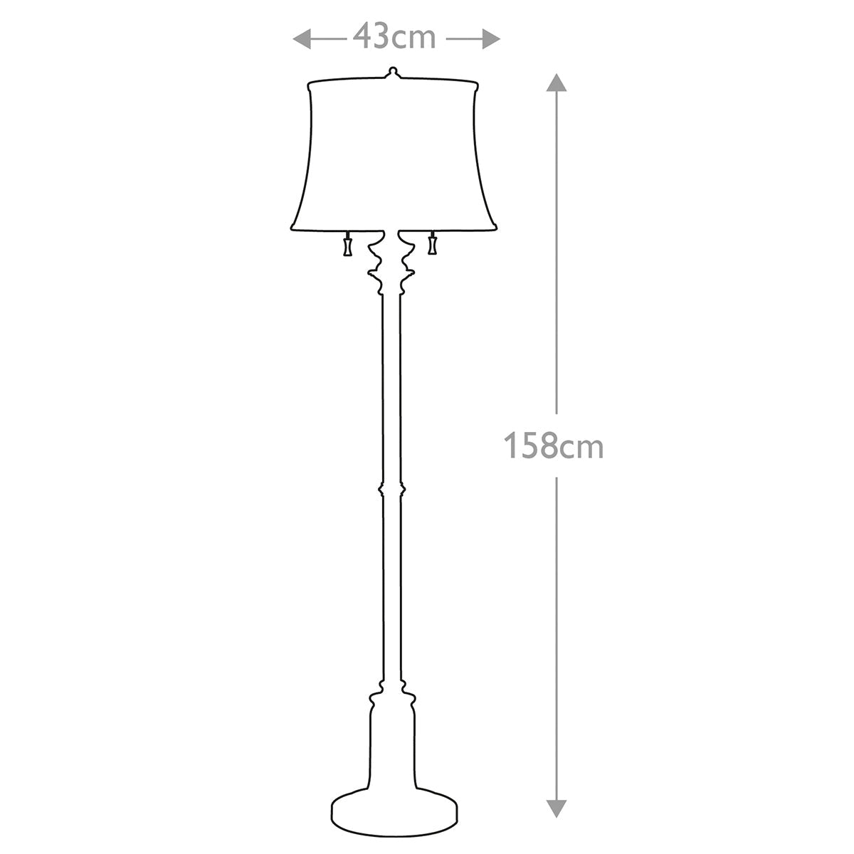 Stateroom 2 Light Floor Lamp - Antique Nickel/Bali Brass with True White Shade E27