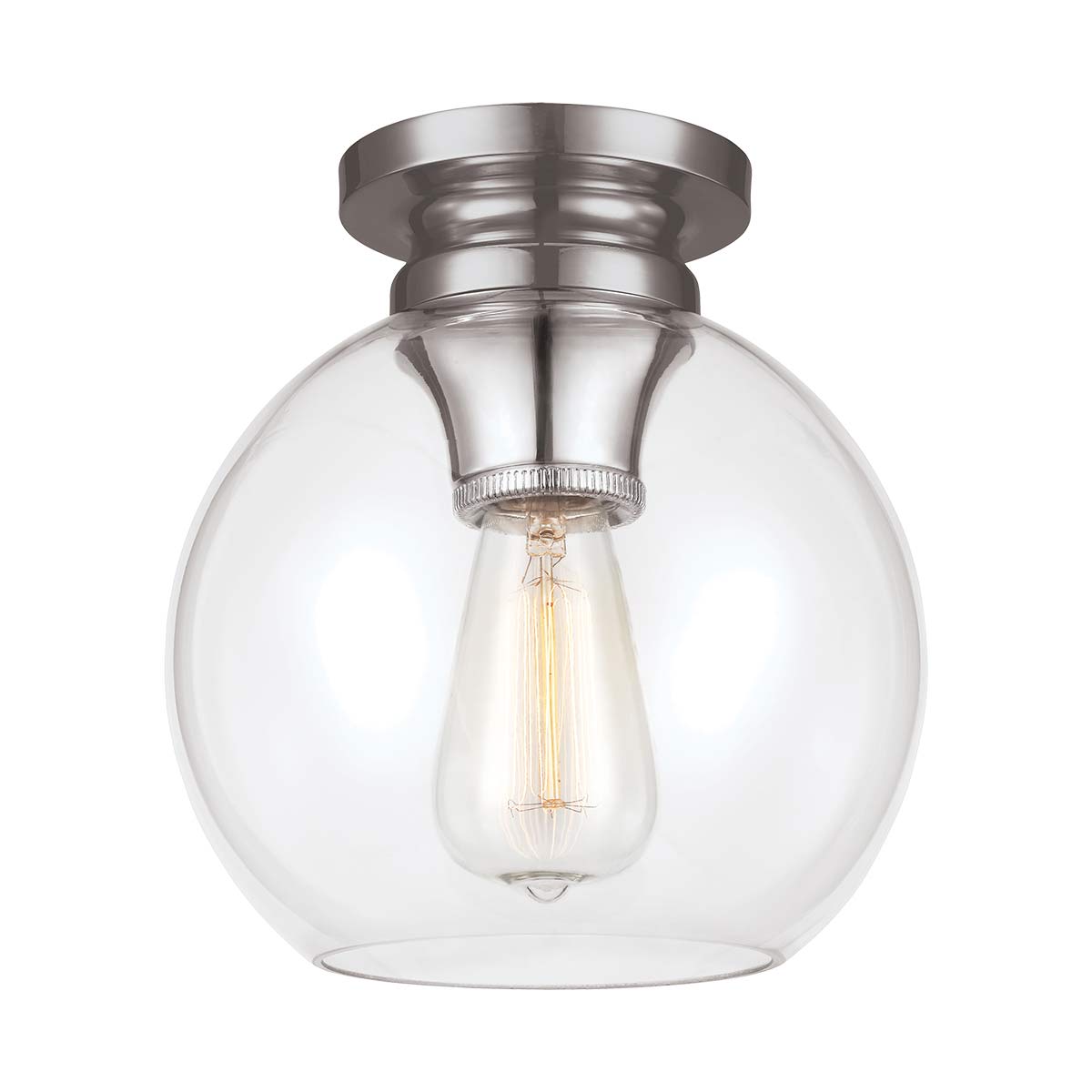 Tabby 1 Light Flush Light - Burnished Brass/Polished Nickel E27
