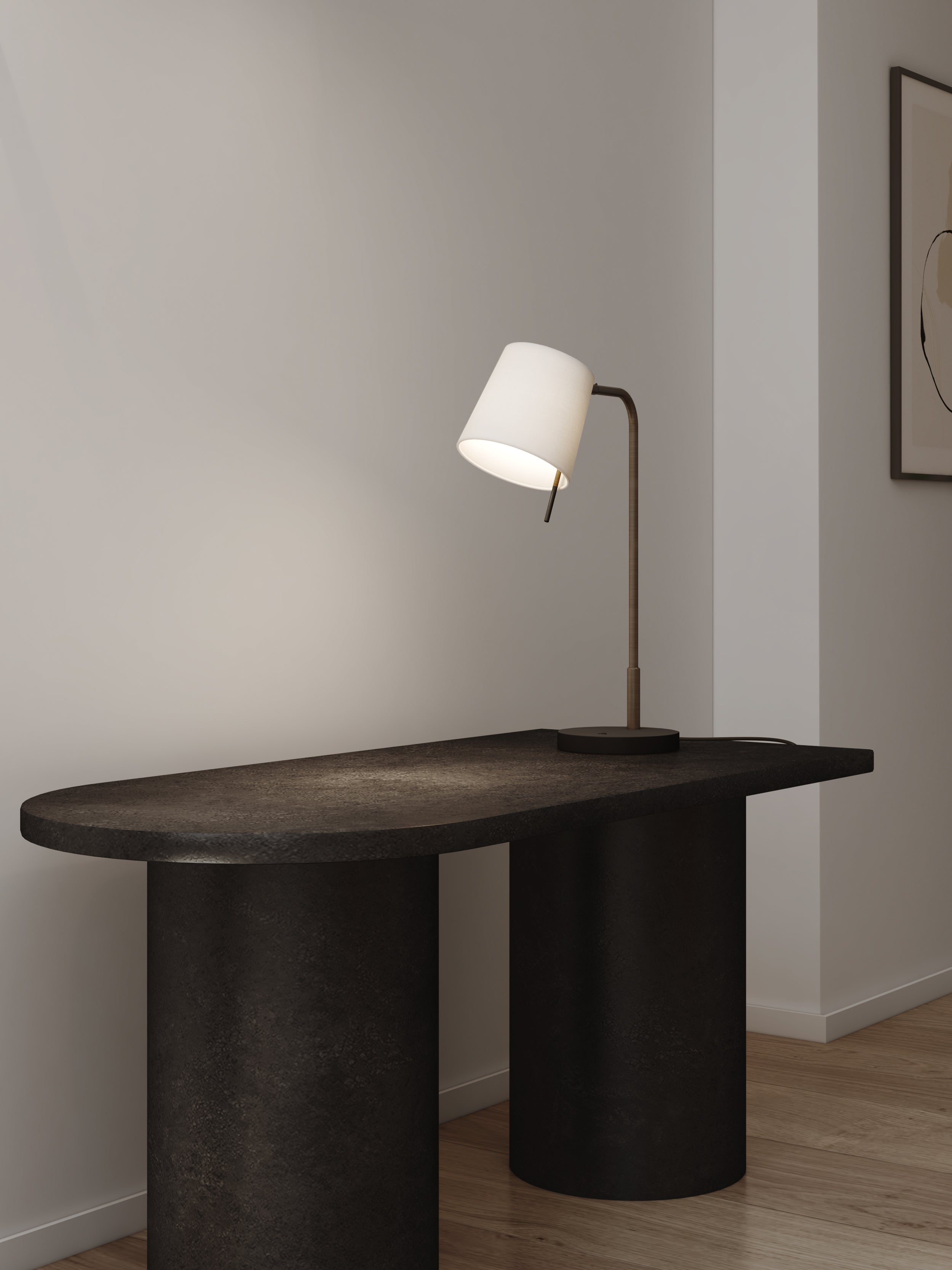 Mitsu Table Lamp- Matt Nickel/ Bronze