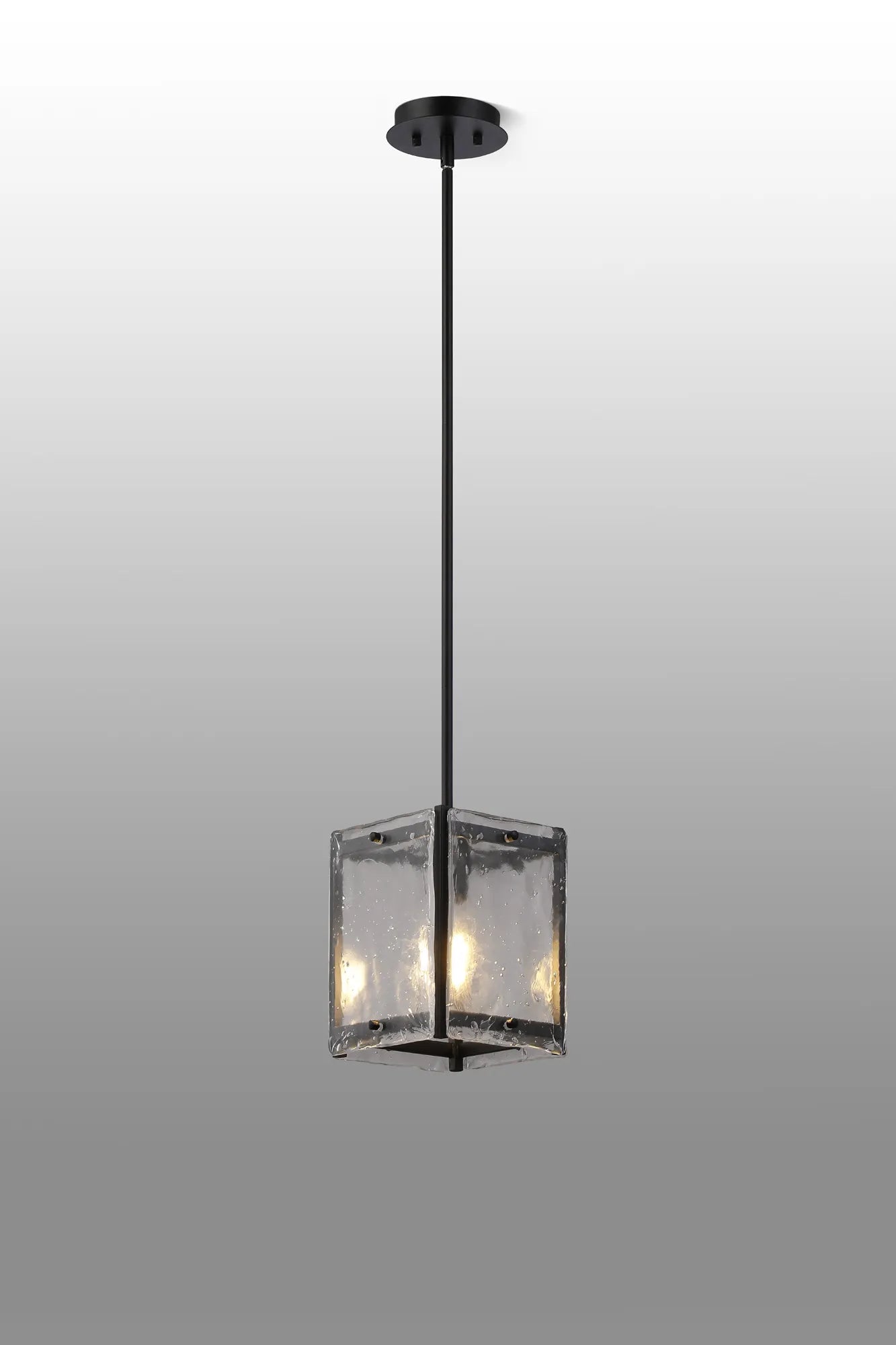 Faringdon Multi Height Pendant Semi Flush 1 Light- Matt Black & Satin Nickel