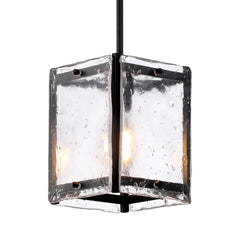 Faringdon Multi Height Pendant Semi Flush 1 Light- Matt Black & Satin Nickel