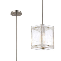 Faringdon Multi Height Pendant Semi Flush 1 Light- Matt Black & Satin Nickel