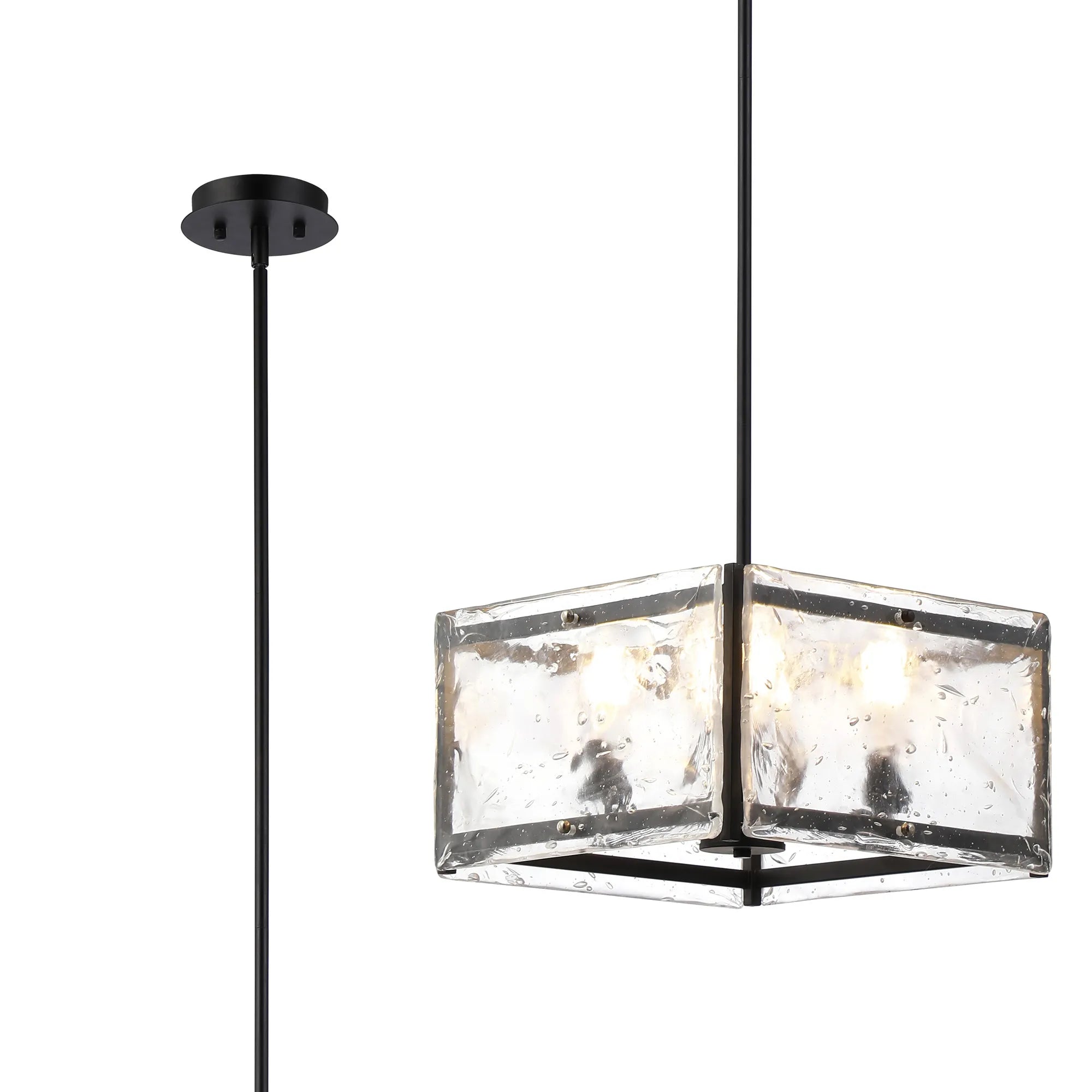 Faringdon Multi Height Pendant/Semi Flush 4 Light- Matt Black & Satin Nickel