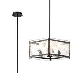 Faringdon Multi Height Pendant/Semi Flush 4 Light- Matt Black & Satin Nickel