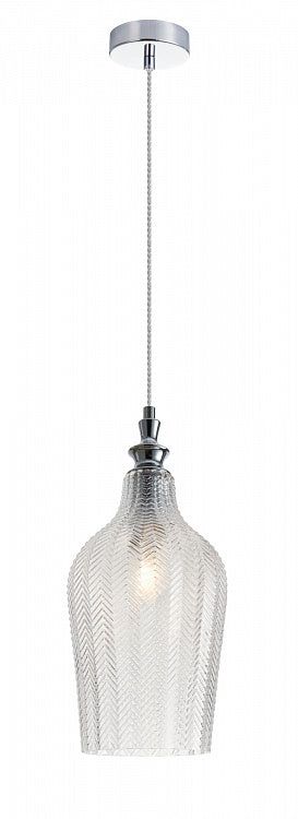 MAYTONI | Festa Single Pendant Lamp | Chrome/Fluted Glass - Cusack Lighting