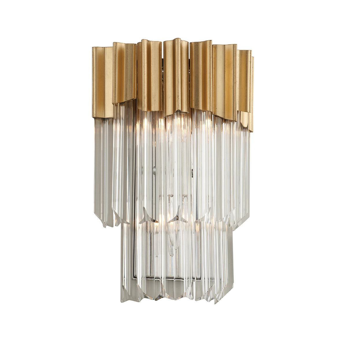 Charisma 2Lt Crystal Wall Sconce - Gold Leaf