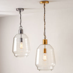 Fia Clear Glass and Antique Brass Chain Drop Pendant CLEARANCE