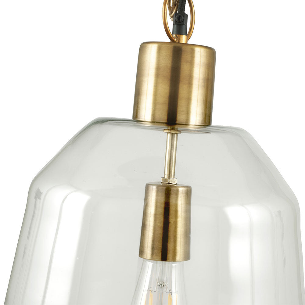Fia Clear Glass and Antique Brass Chain Drop Pendant CLEARANCE