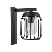 Finch IP44 Black Cage Wall Light - Optional PIR Sensor