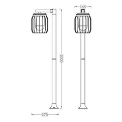 Finch IP44 1000mm Black Cage Post Light
