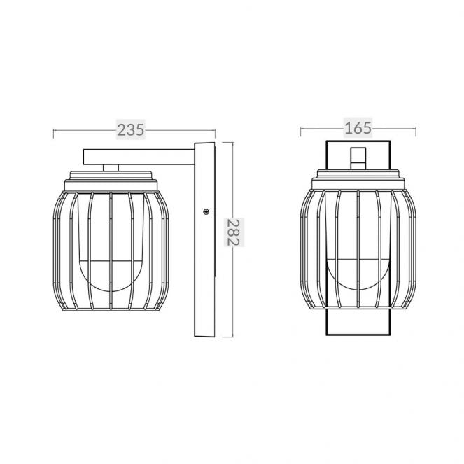 Finch IP44 Black Cage Wall Light - Optional PIR Sensor