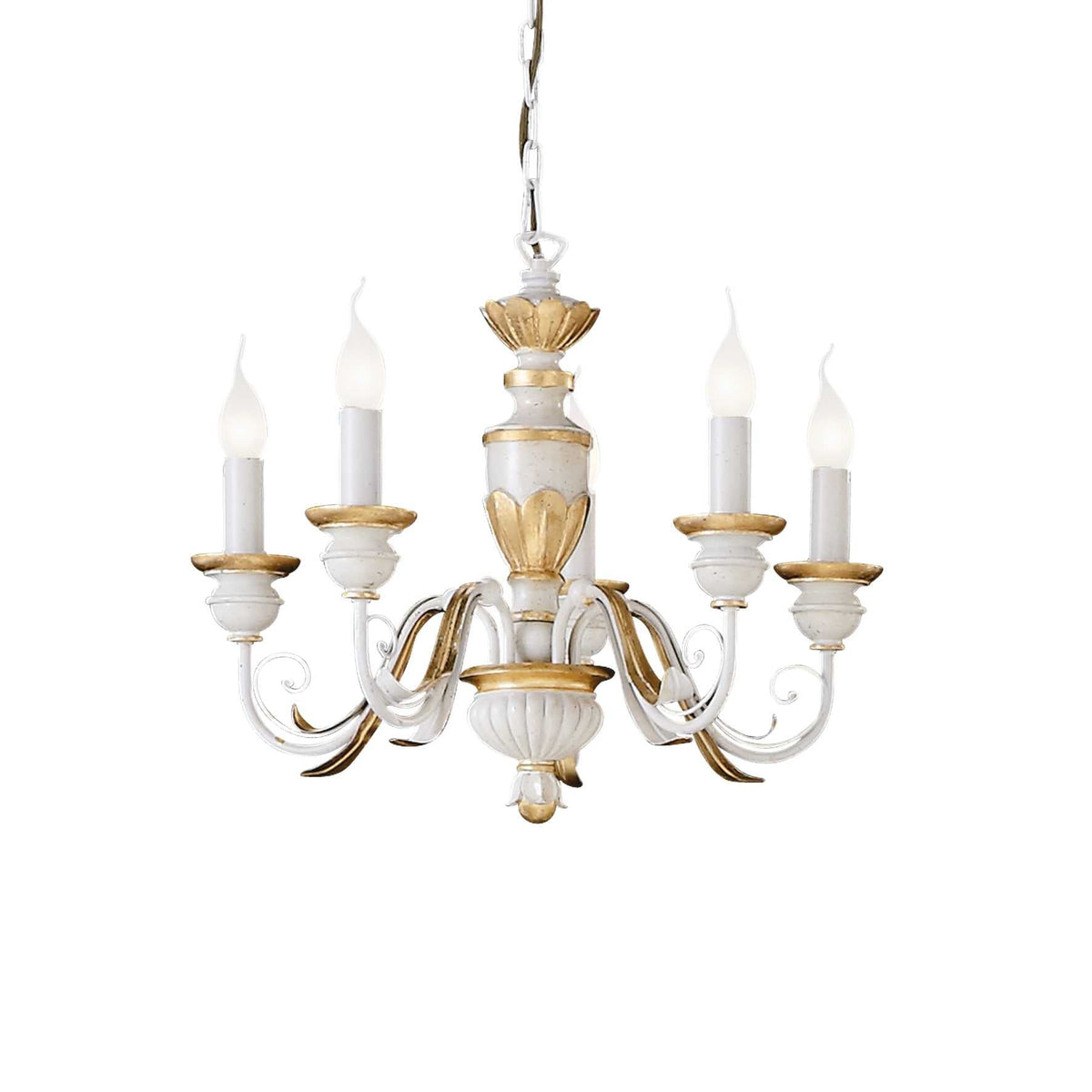 Firenze Centre Ceiling Light 5/8Lt - White/Gold Finish - Cusack Lighting