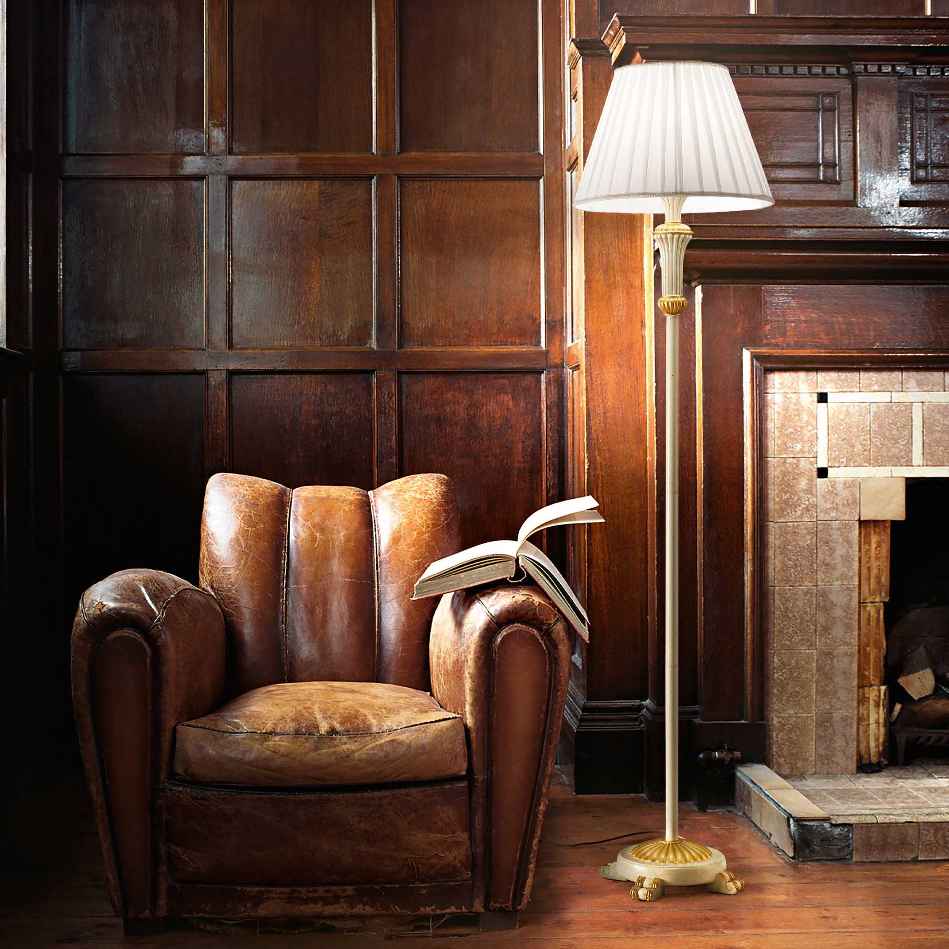 Firenze Floor - White/Gold Finish - Cusack Lighting