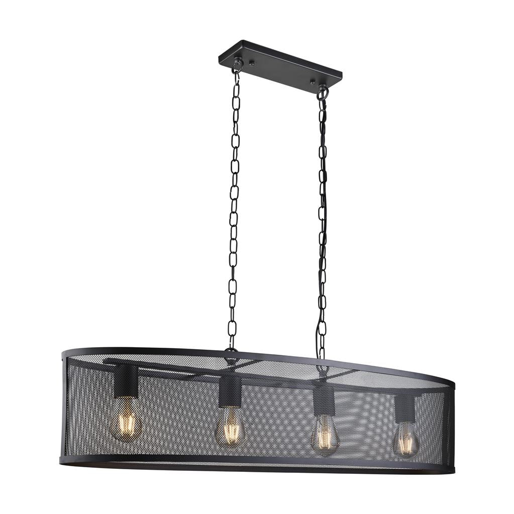 Fishnet 4Lt Oval Kitchen Light  - Black/Gold Finish