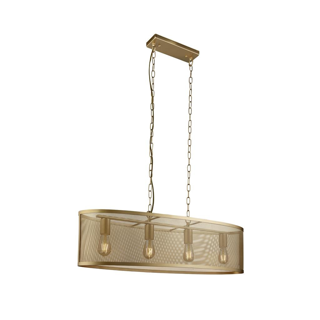 Fishnet 4Lt Oval Kitchen Light  - Black/Gold Finish