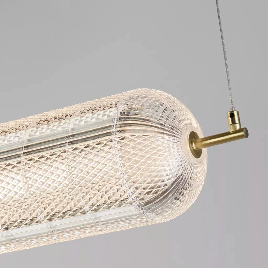Capsule LED Convertible Pendant- Satin Brass Metal and Acryl